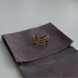 Gold Plated Triple Wave Ring - Size 7